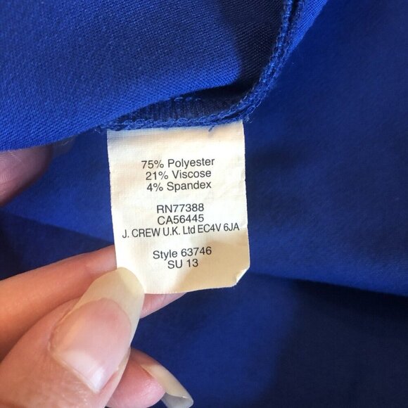 J. Crew Cobalt Blue Scalloped Sleeveless Round Neck Back-Zip Shift Dress Size 0 - Picture 7 of 10